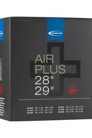 Dagaanbieding Schwalbe binnenband Air Plus 28x1.50/2.40 ETRTO 40/62-622 Ventiel Presta/Frans Valve 40mm SV19AP (Hogere luchtdichtheid.
+ Betere lekbescherming en recyclebaar)