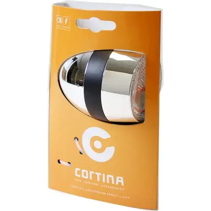 CORTINA koplamp Amsterdam dynamo chroom/zwart Hoge Kwaliteit